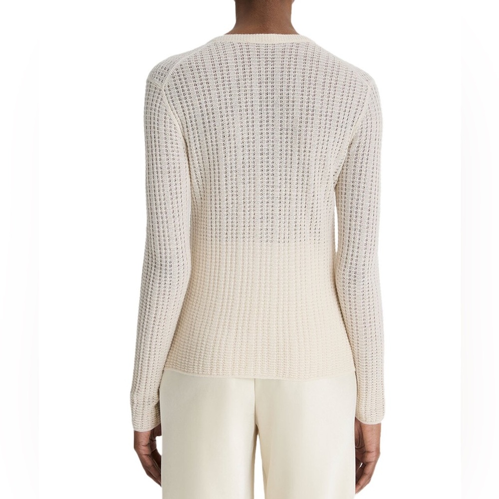 NWT Vince Off-White Waffle-Knit Cashmere-Silk Henley Sweater | Size S - Picture 2 of 16